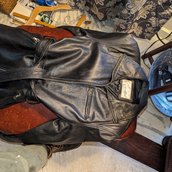 Here & Now New York Vintage Black Full Zip Heavy Weight Leather Jacket Size M - Picture 4 of 15